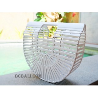 bali bamboo handbags white color handmade